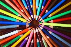 color pencils in a circle